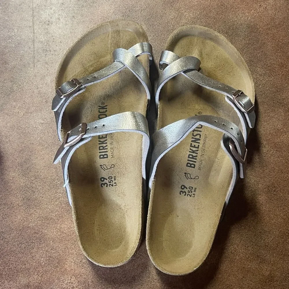 Birkenstock Metallic Graceful Taupe Two-Strap Sandals